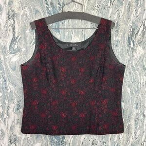 Kasper Black and Red Floral Blouse
